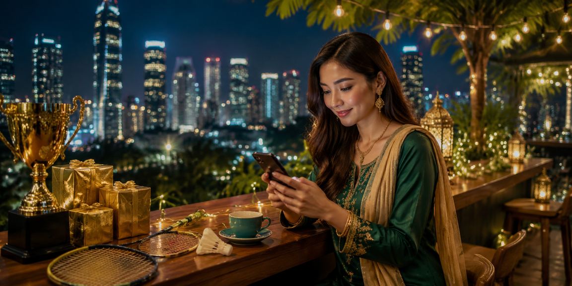 Pengguna bermain kasino mudah alih di Petaling Jaya semasa Hari Raya